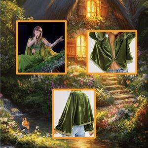 Elegant Green Velvet Women's Cape/Jacket Taylor Swift Evermore Inspired